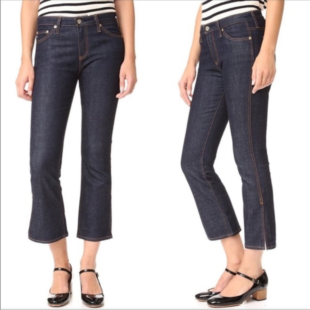 AG Adriano Goldschmied the Jodi Cropped Side Slit High Rise Jeans Sz 27